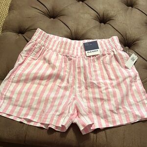 Old Navy Women's High Waist Pink and White Striped Shorts
